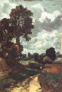John Constable A country lane,with a church in the distance France oil painting reproduction